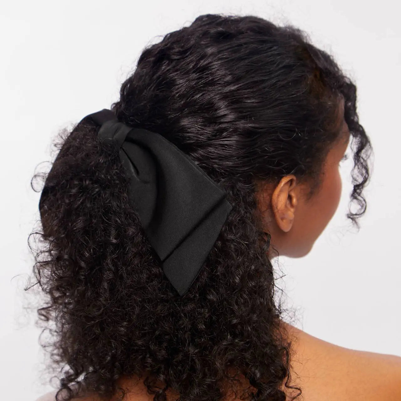 Recycled Fabric Bow Hair Clip 1pc- Black KITSCH