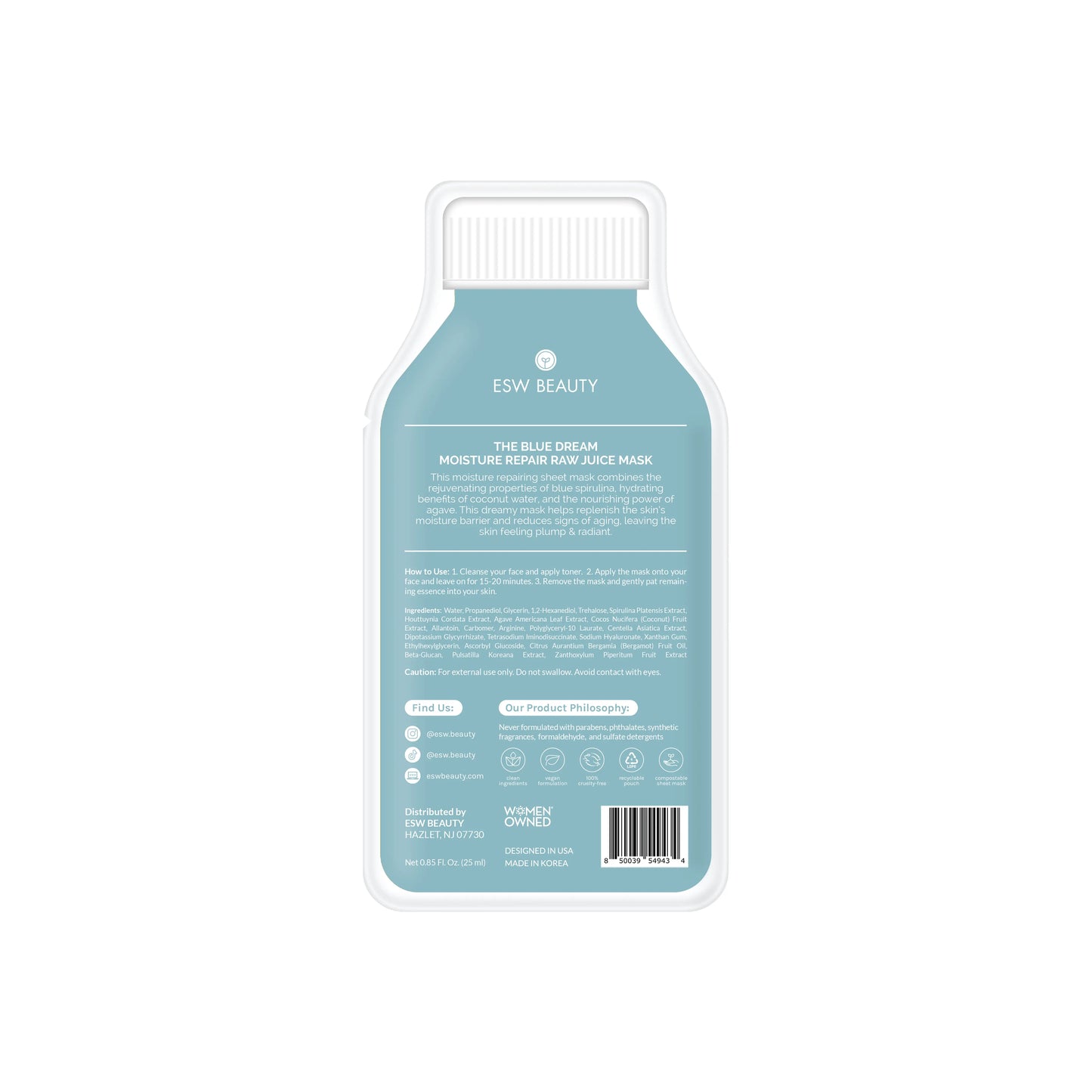 The Blue Dream Moisture Repair Raw Juice Mask: With Peg Hole ESW Beauty