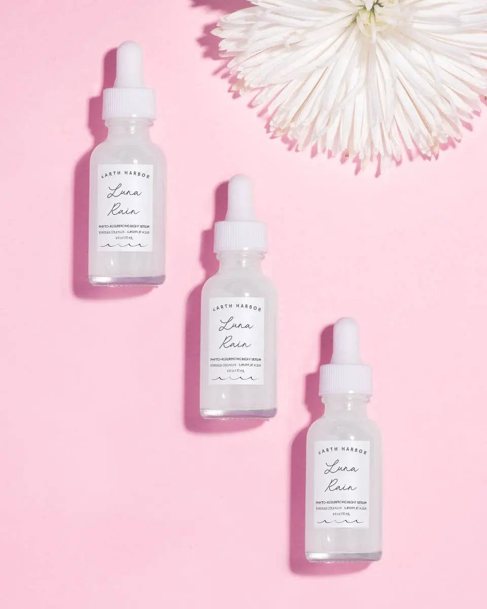 LUNA RAIN Night Serum: Superfruit Acids + Seaweed Collagen Earth Harbor Naturals