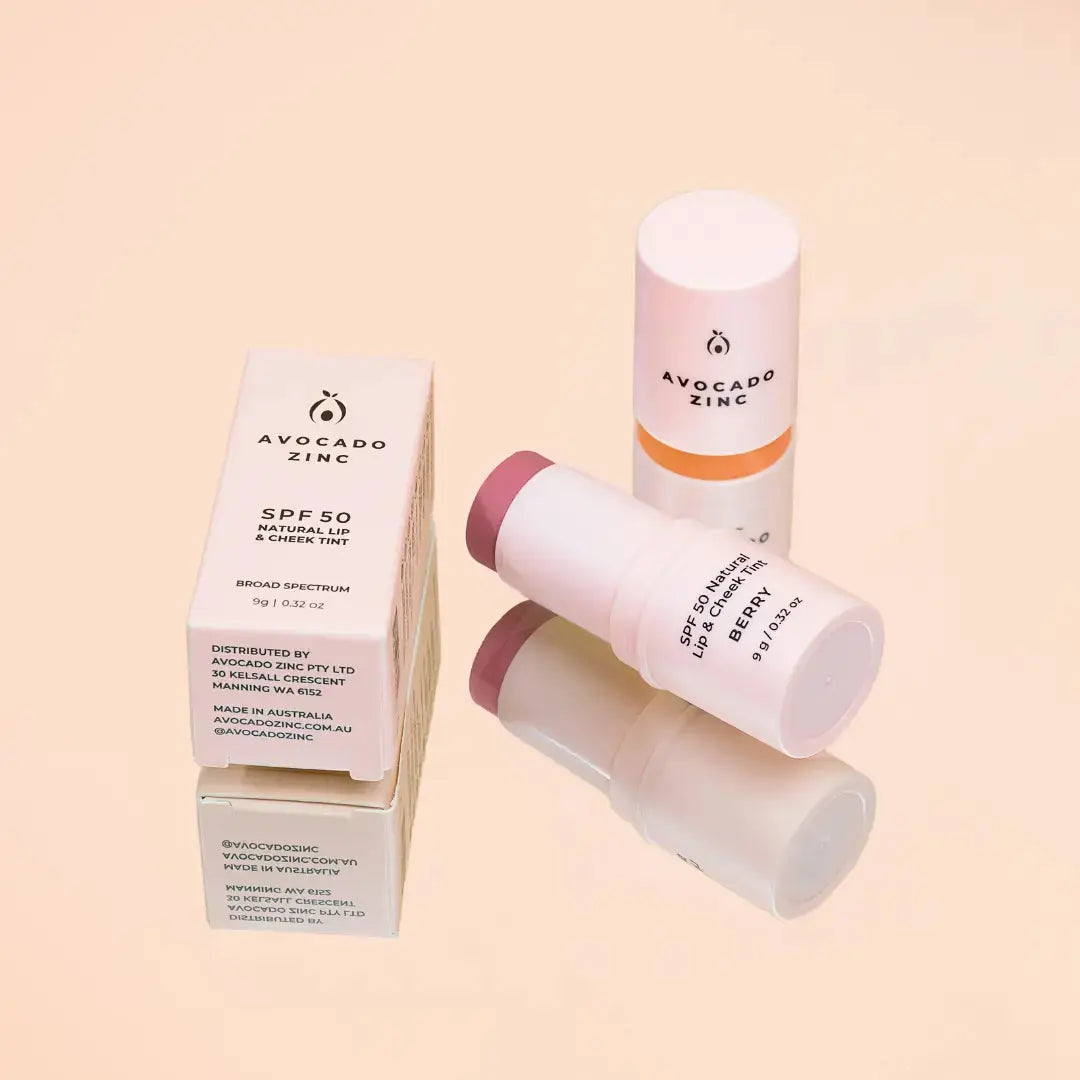 SPF 50 Natural Lip & Cheek Tint - Berry Avocado Zinc