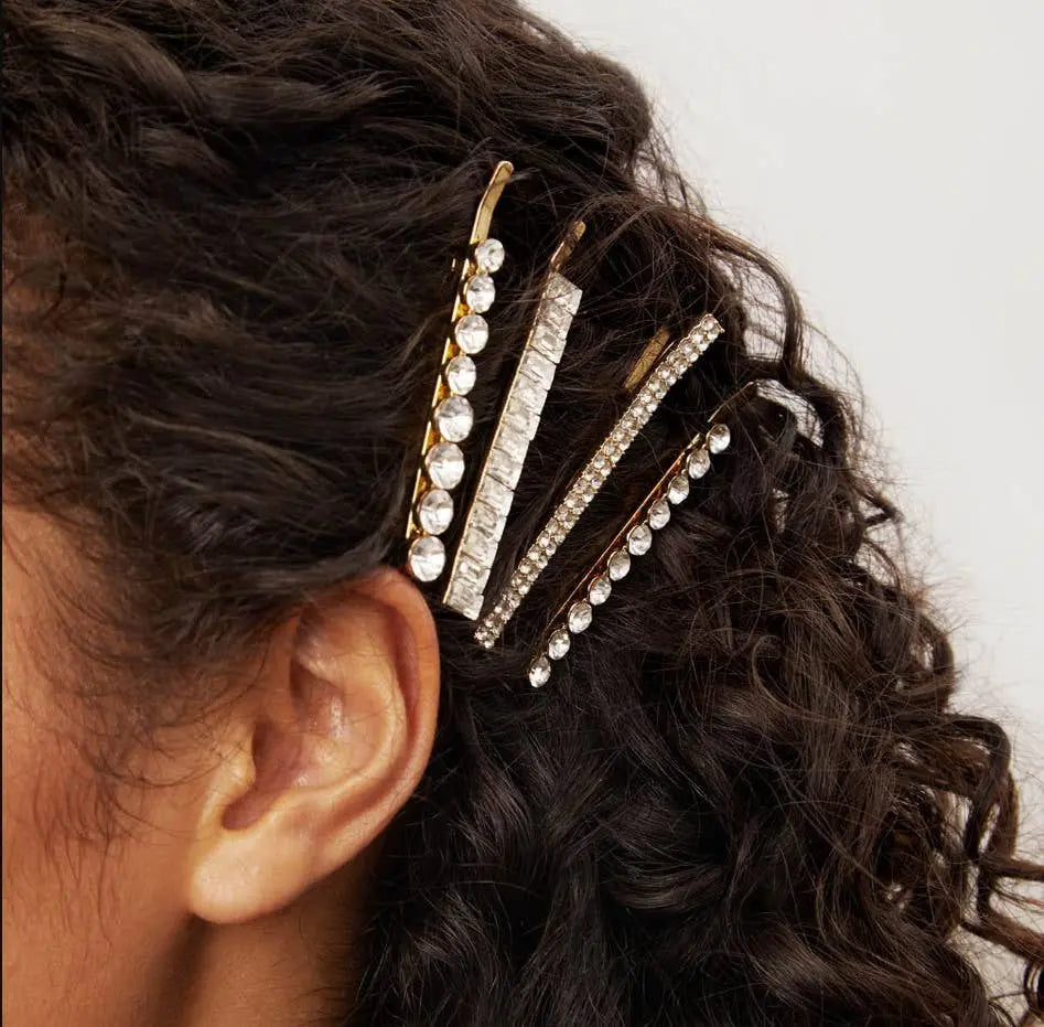 Holiday All Dressed up Rhinestone Bobby Pins 4pc Set KITSCH
