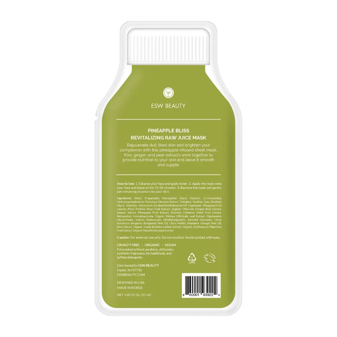 Pineapple Bliss Revitalizing Raw Juice Sheet Mask: With Peg Hole ESW Beauty