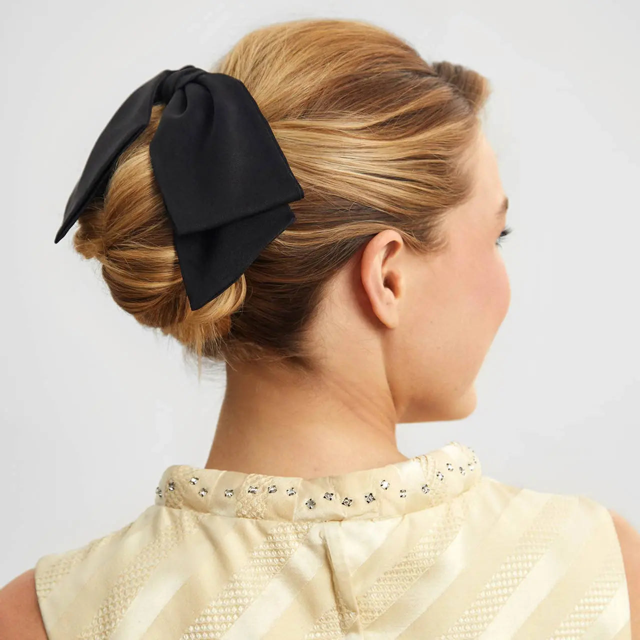 Recycled Fabric Bow Hair Clip 1pc- Black KITSCH