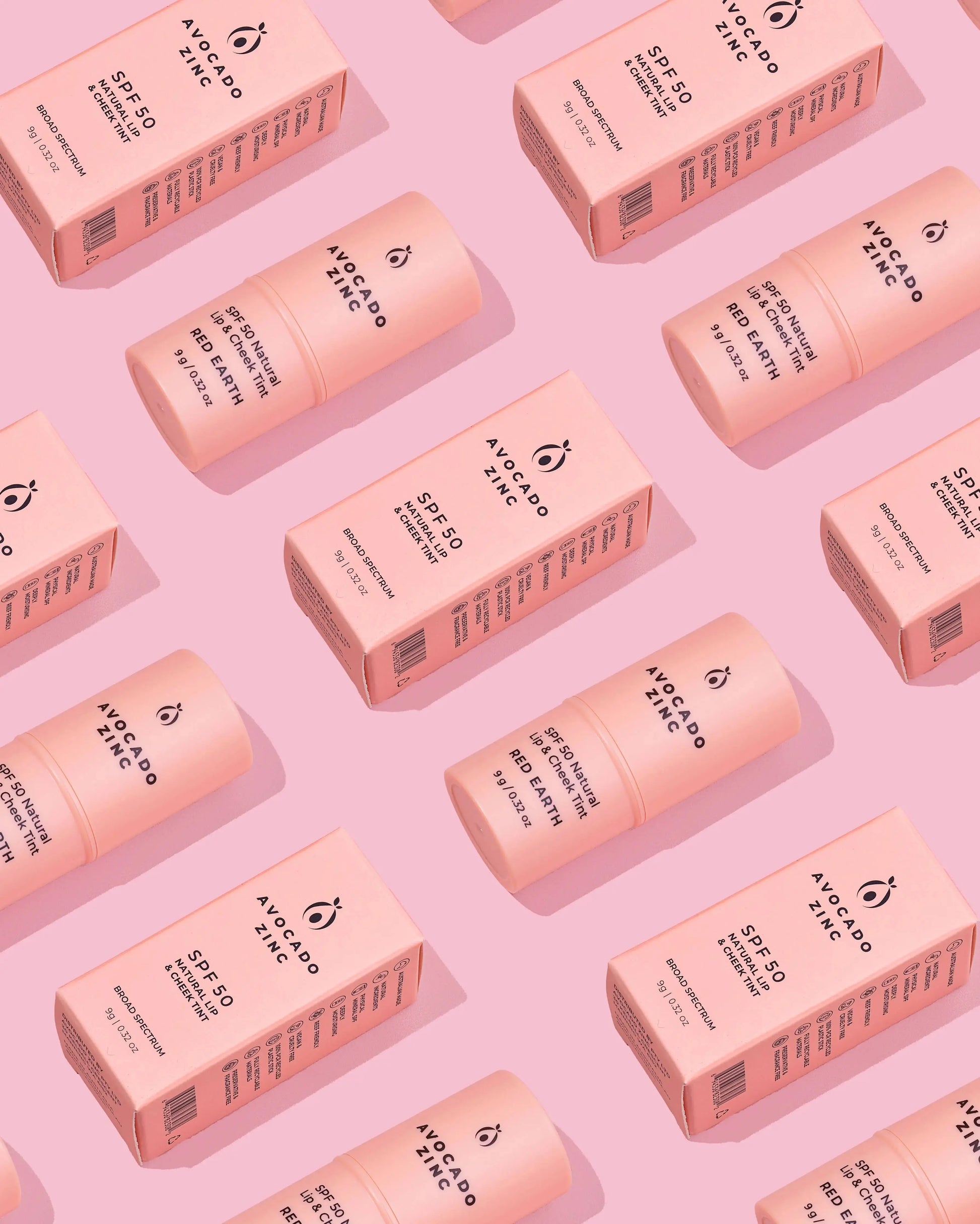 SPF 50 Natural Lip & Cheek Tint - Red Earth Avocado Zinc