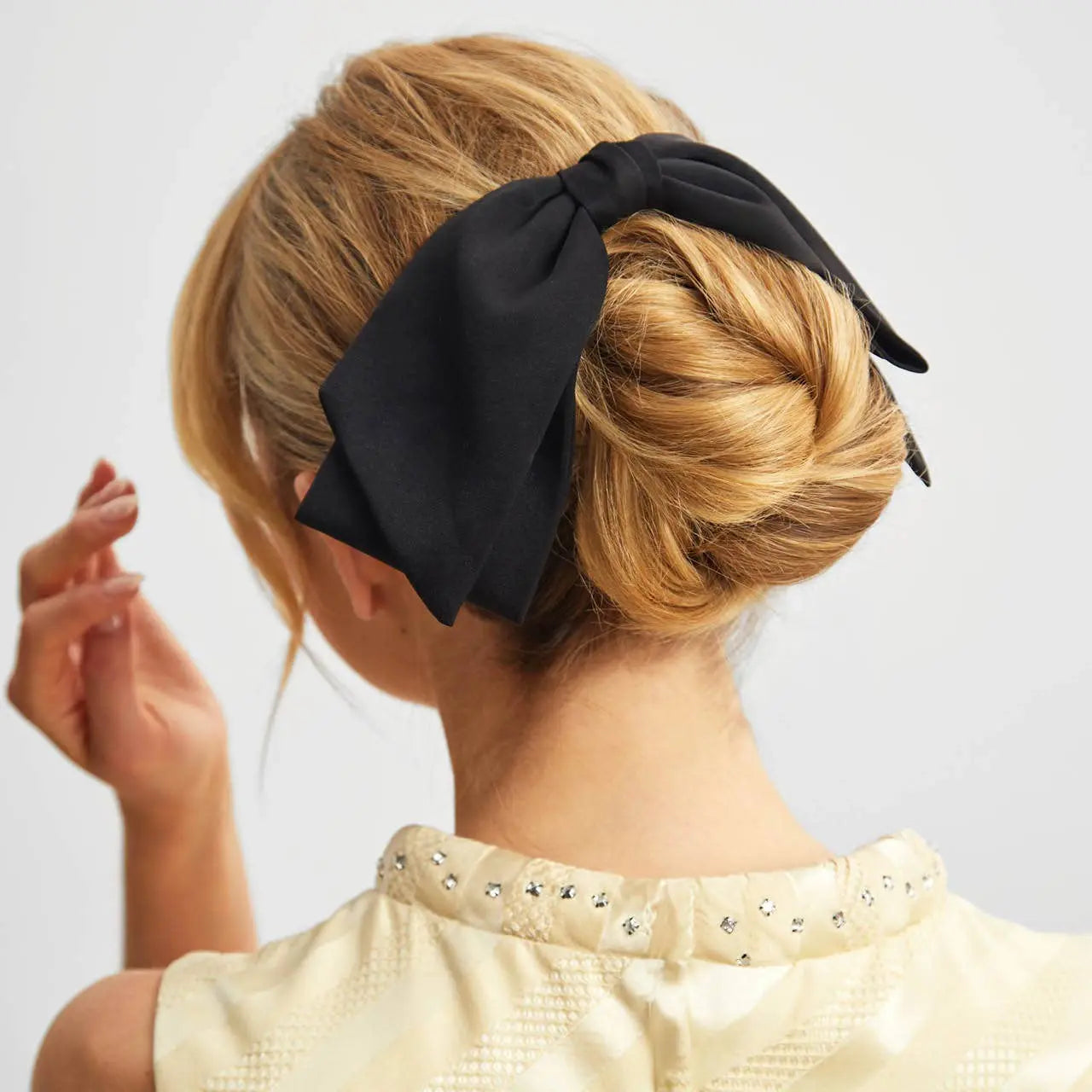 Recycled Fabric Bow Hair Clip 1pc- Black KITSCH