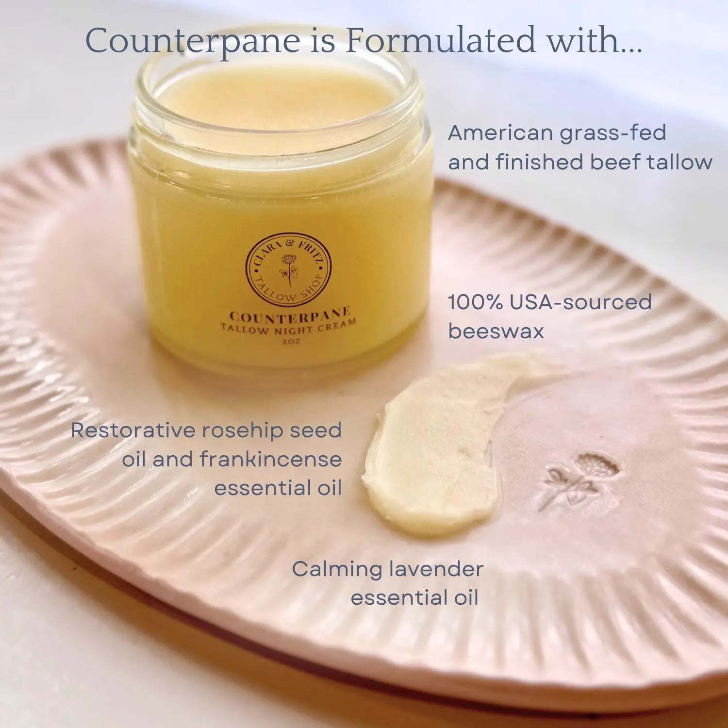 Counterpane Tallow Night Cream Clara & Fritz Tallow Shop