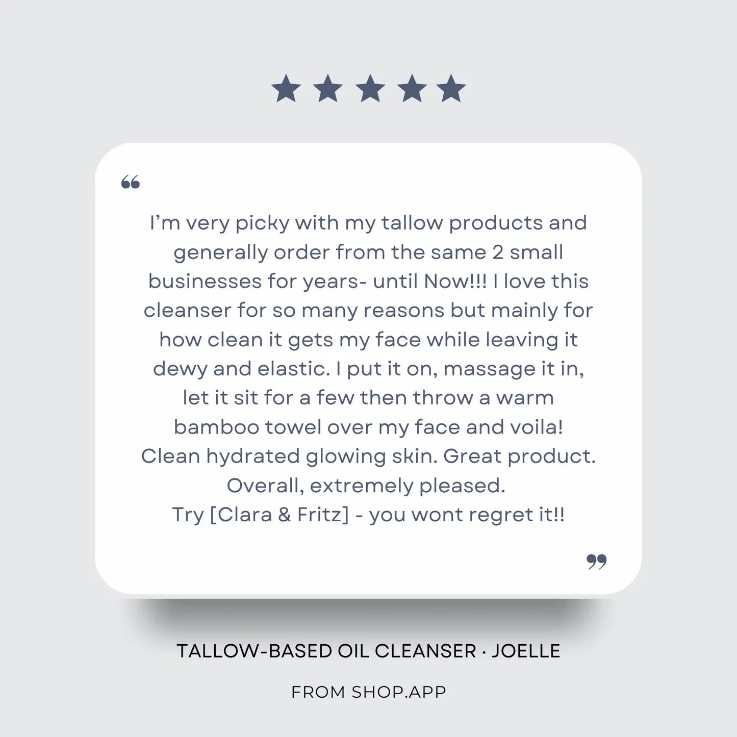 Tallow-Based Oil Cleanser Clara & Fritz Tallow Shop