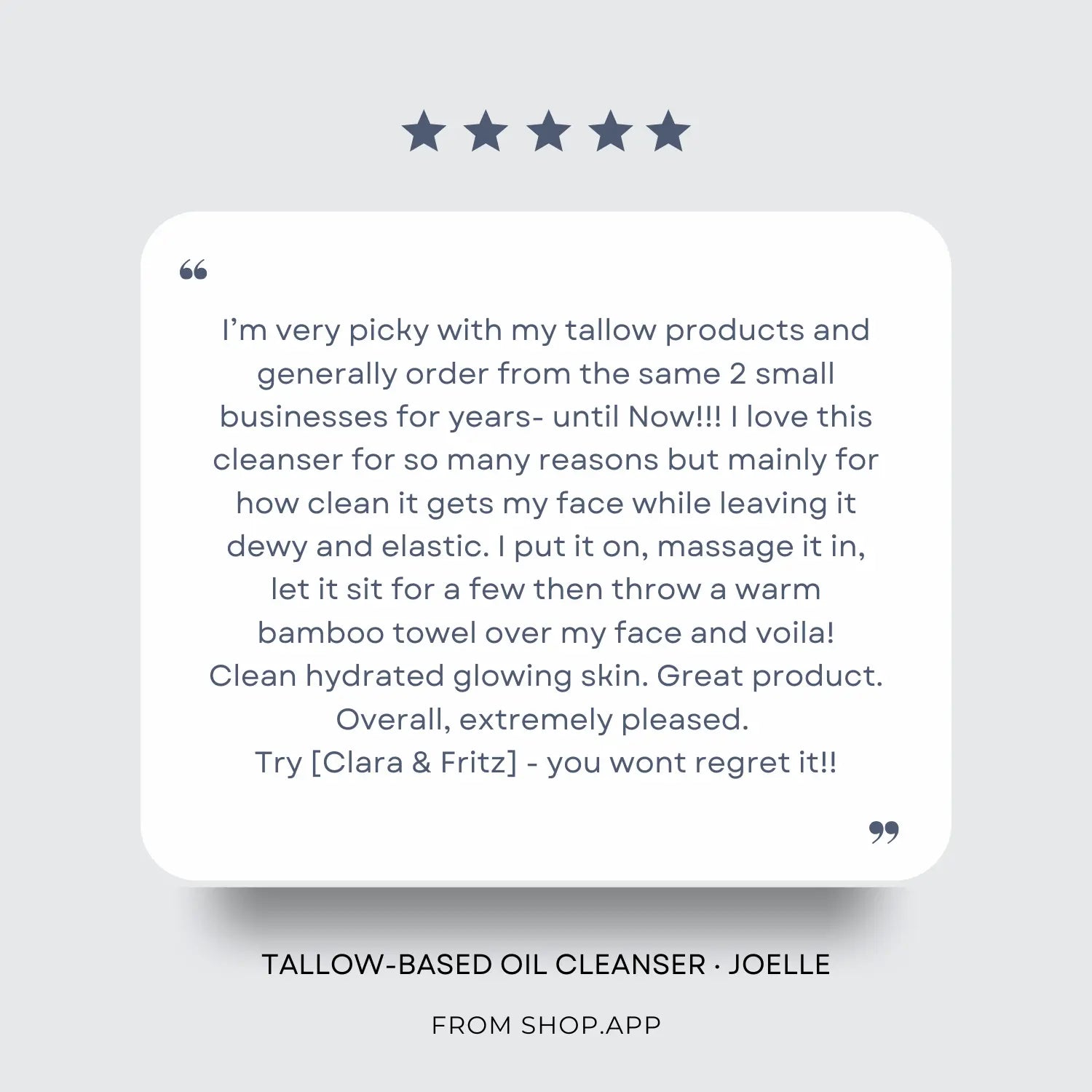 Tallow-Based Oil Cleanser Clara & Fritz Tallow Shop