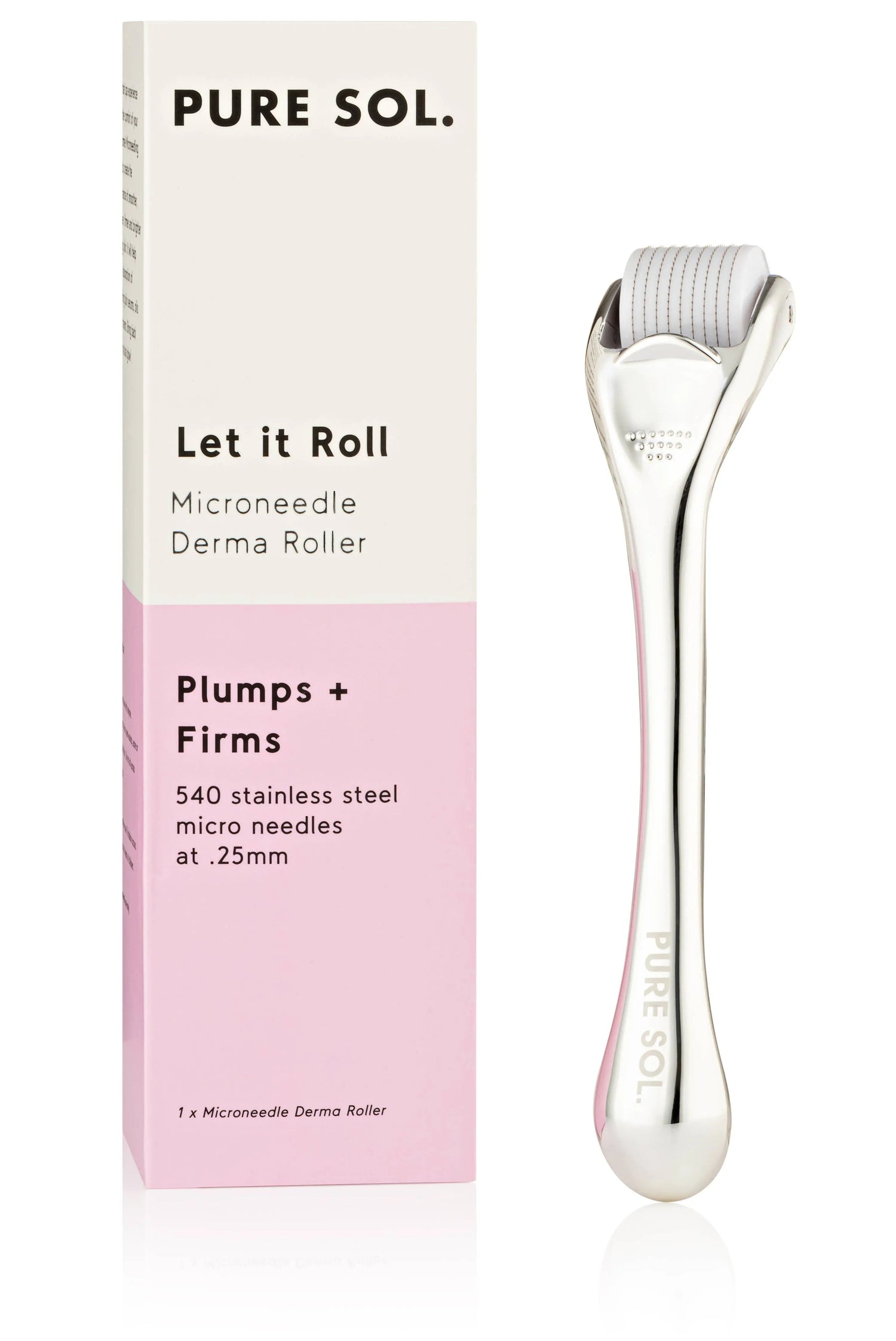 Let It Roll Stainless Steel at Home Microneedle Roller PURE SOL.