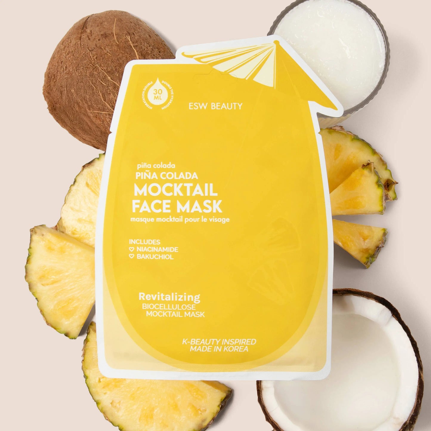 Piña Colada Revitalizing Biocellulose Mocktail Mask ESW Beauty
