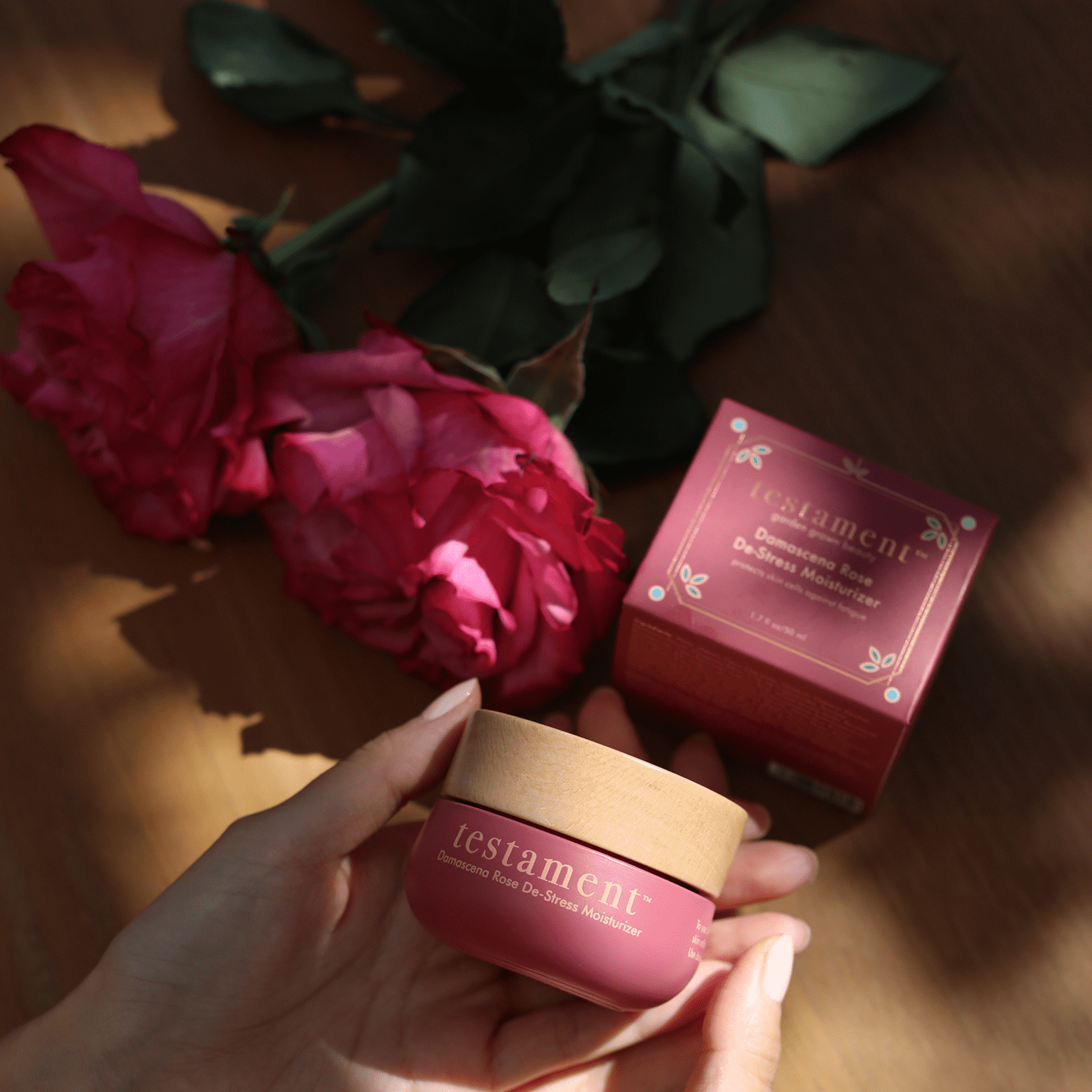 NEW! Damascena Rose De-Stress Moisturizer — Lightweight + Ca Testament Beauty
