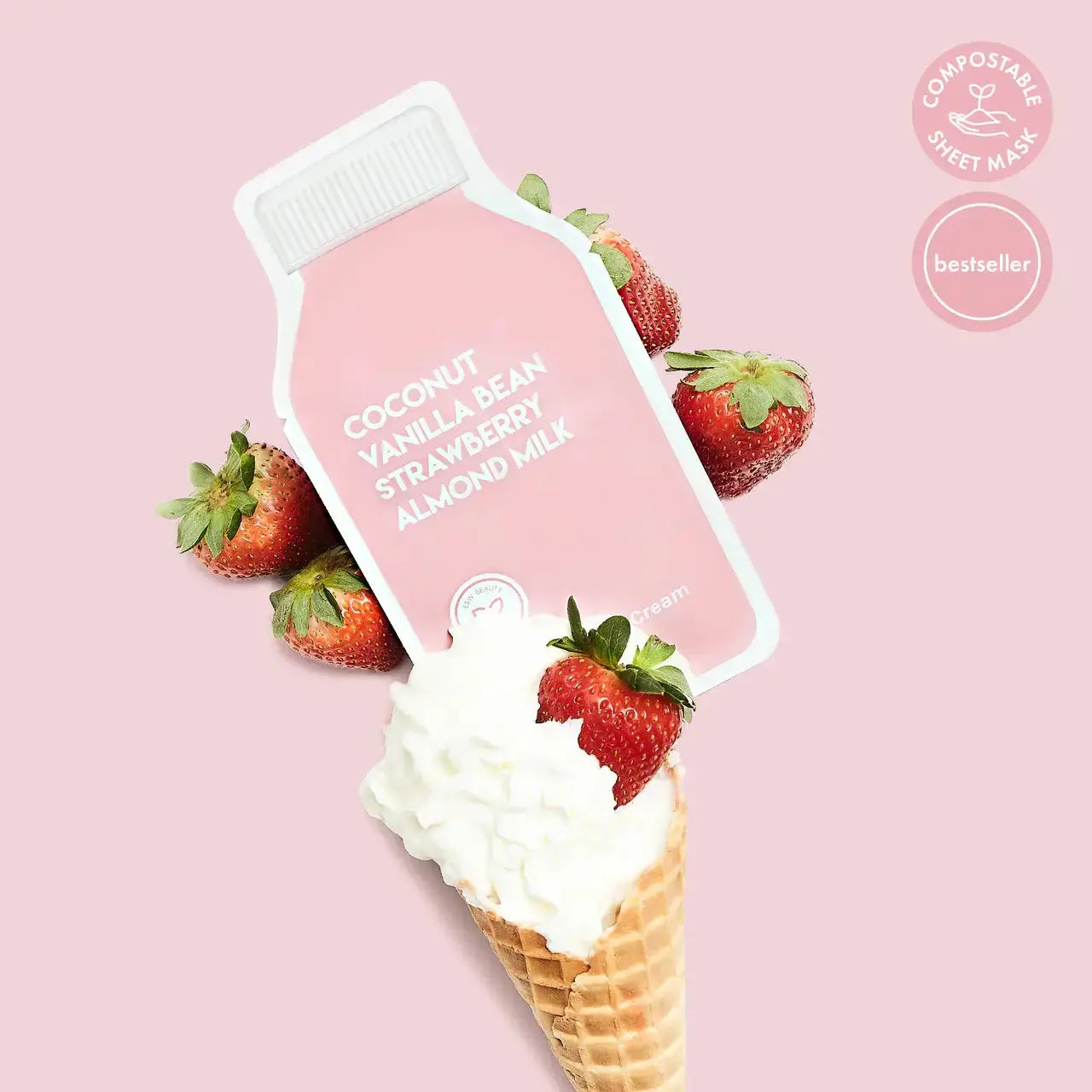 Strawberries and Cream Soothing Raw Juice Sheet Mask: With Peg Hole ESW Beauty