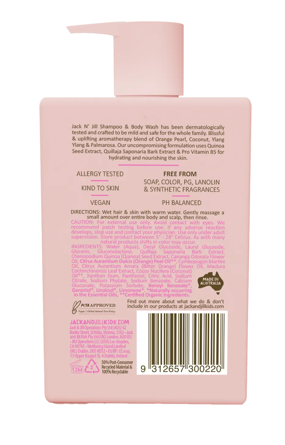 Jack N' Jill Shampoo & Body Wash - Natural 300mL