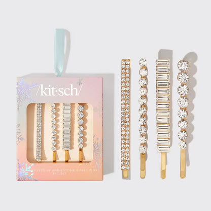 Holiday All Dressed up Rhinestone Bobby Pins 4pc Set KITSCH