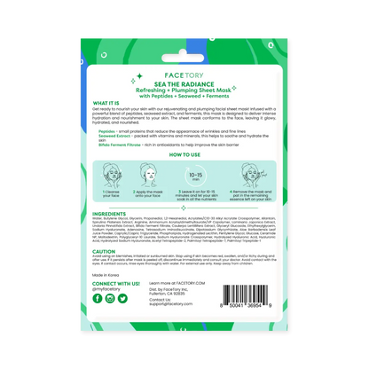 Sheet Face Mask - K-Beauty - Plumping - Sea the Radiance FaceTory