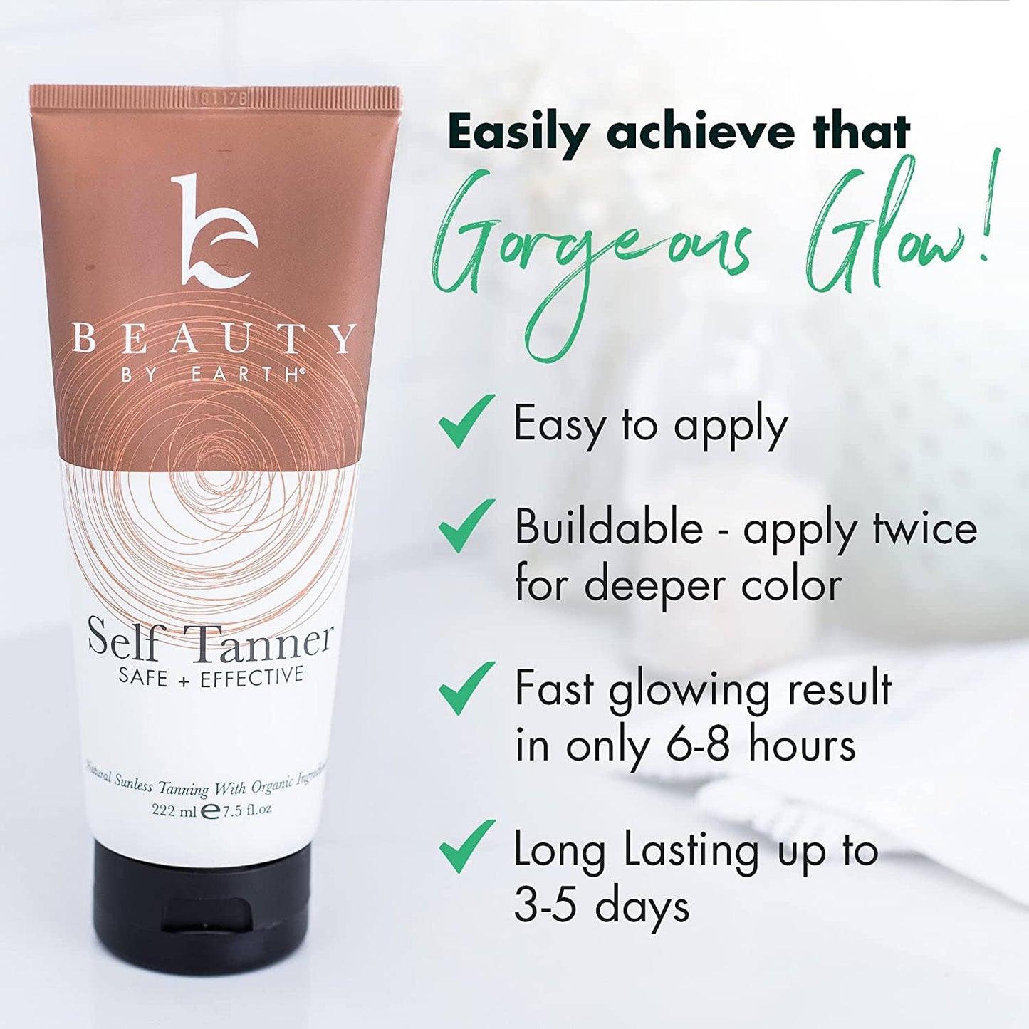 Self Tanner Body Lotion 7.5oz with Gradual, Natural-Looking Color for All Skin Tones
