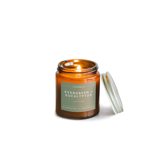 Evergreen + Eucalyptus - Mini Amber Jar Soy Candle Calyan Wax Co.