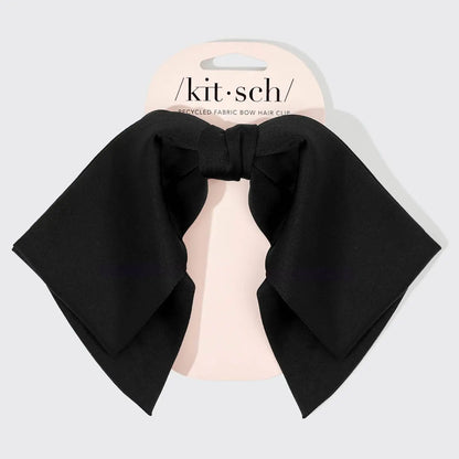 Recycled Fabric Bow Hair Clip 1pc- Black KITSCH
