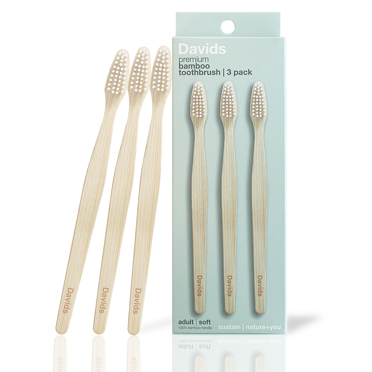 Davids premium bamboo toothbrush | adult soft | 3 pack Davids Health Sciences, Inc