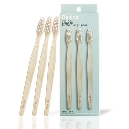 Davids premium bamboo toothbrush | adult soft | 3 pack Davids Health Sciences, Inc