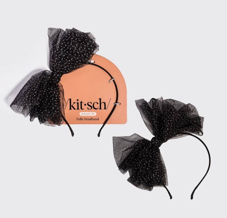 Glitter Tulle Headband - Black