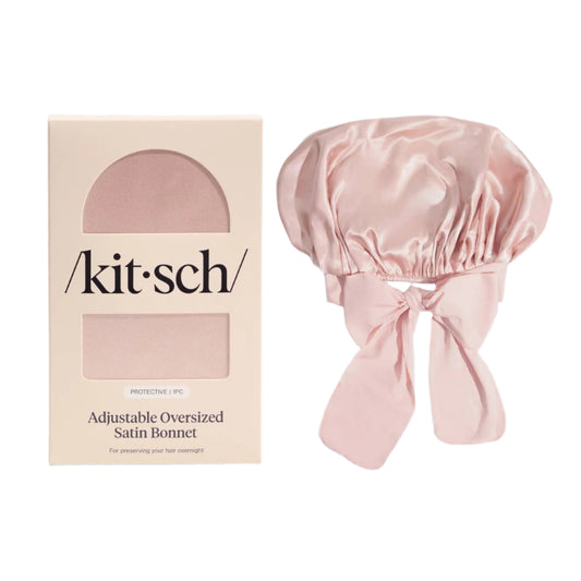 Adjustable Oversized Satin Bonnet- Blush