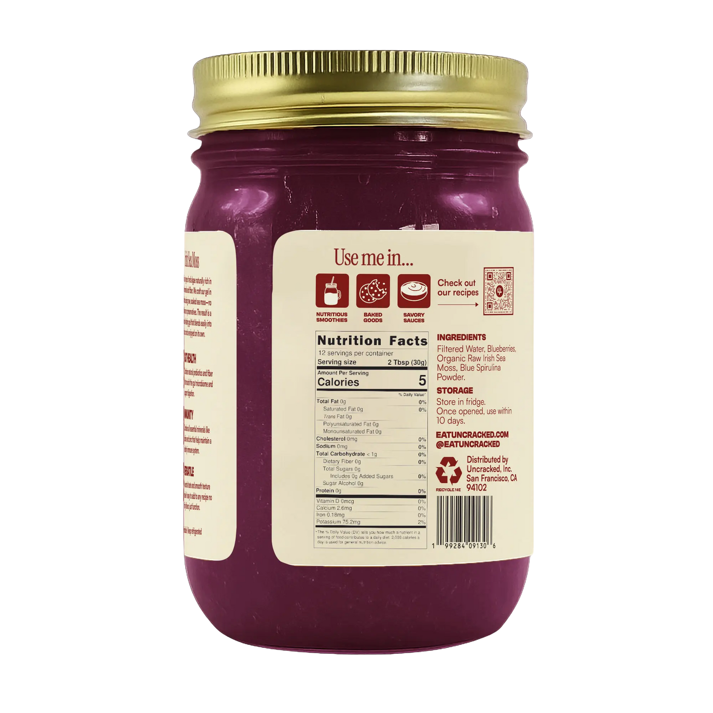 Blue Spirulina Sea Moss Gel Uncracked