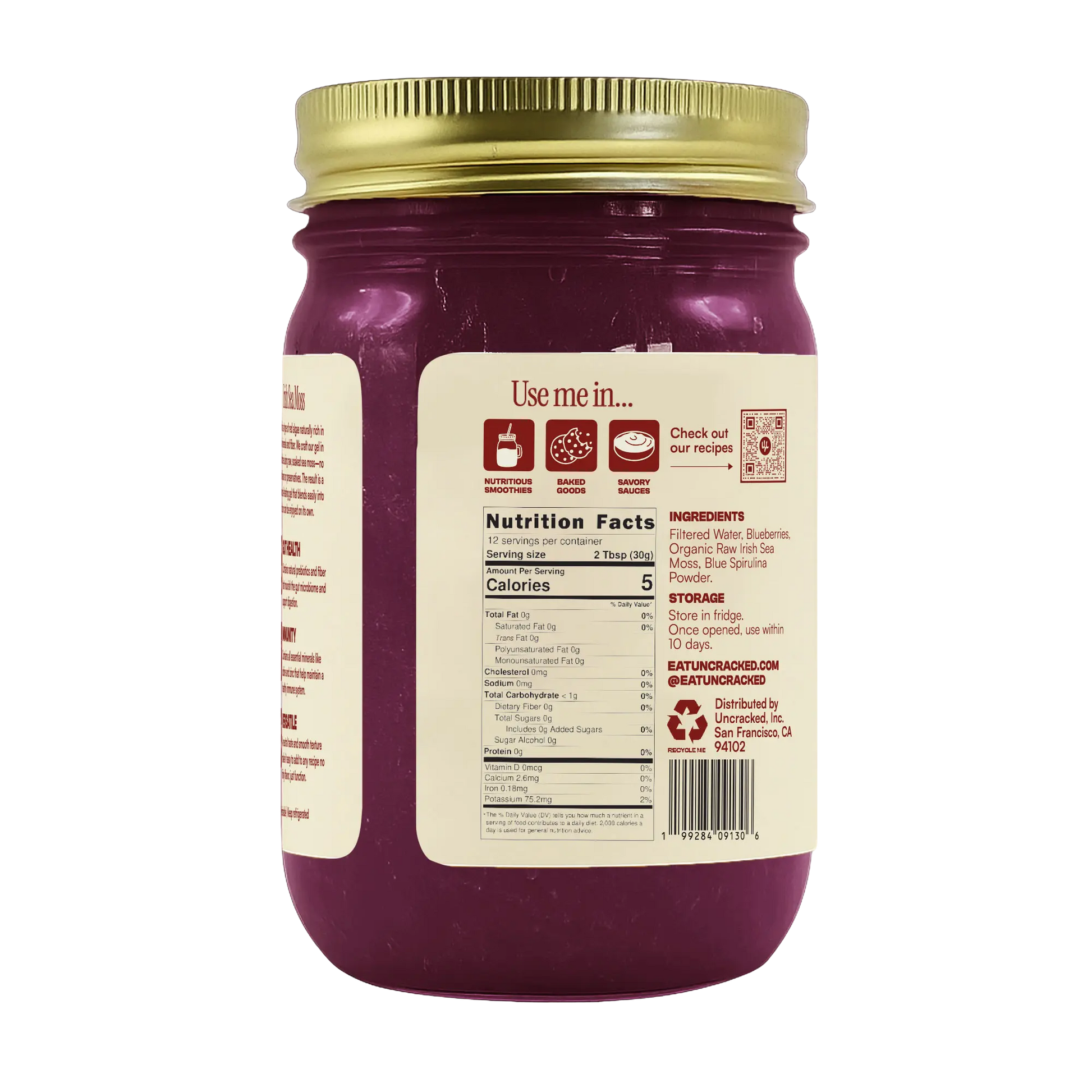 Blue Spirulina Sea Moss Gel Uncracked