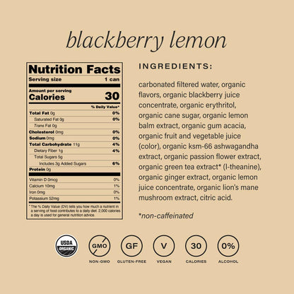 Blackberry lemon | organic social tonic | 4-packs