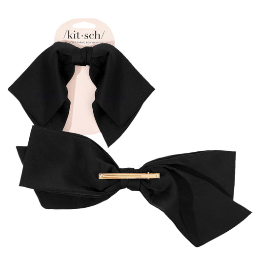 Recycled Fabric Bow Hair Clip 1pc- Black