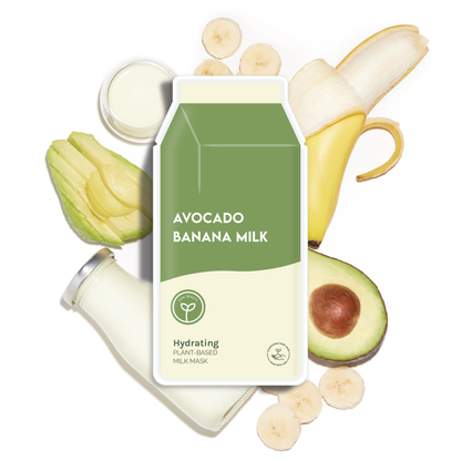 Avocado Banana Milk Hydrating Plant-Based Milk Sheet Mask: With Peg Hole ESW Beauty