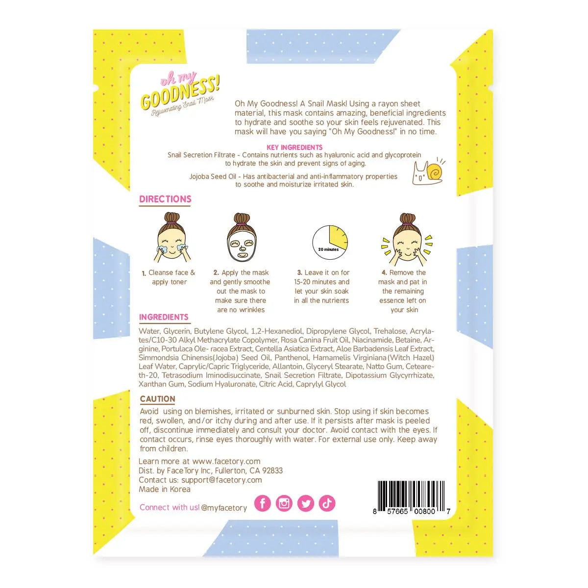 Face Mask - Korean Beauty - Rejuvenating - Oh My Goodness FaceTory