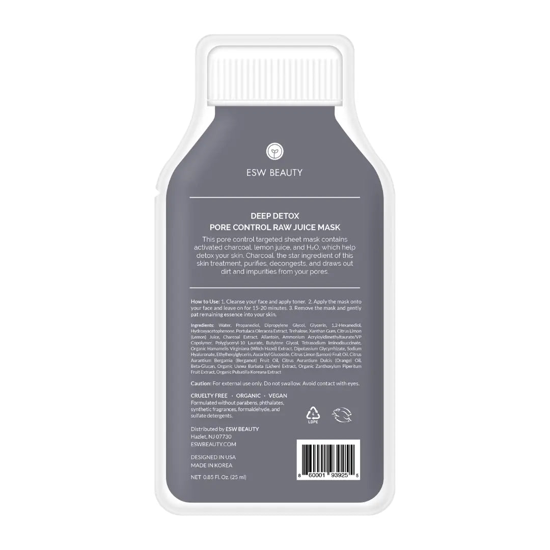 Deep Detox Pore Control Raw Juice Sheet Mask: With Peg Hole ESW Beauty