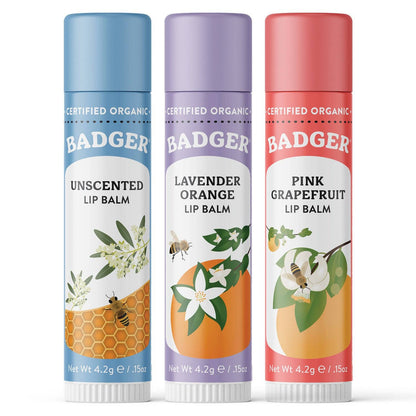 Badger Holiday Lip Balm Set 3-Pack - Red Box: 3 x 0.15 oz Sticks