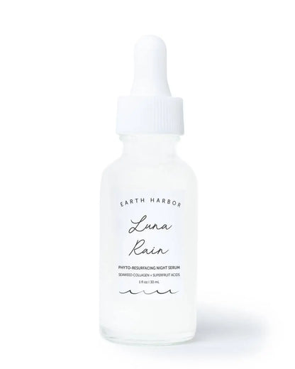LUNA RAIN Night Serum: Superfruit Acids + Seaweed Collagen Earth Harbor Naturals
