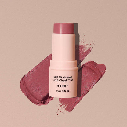 SPF 50 Natural Lip & Cheek Tint: Red Earth Avocado Zinc