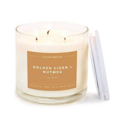 GoldenCider + Nutmeg - 3 Wick Clear Glass Tumbler Soy Candle Calyan Wax Co.