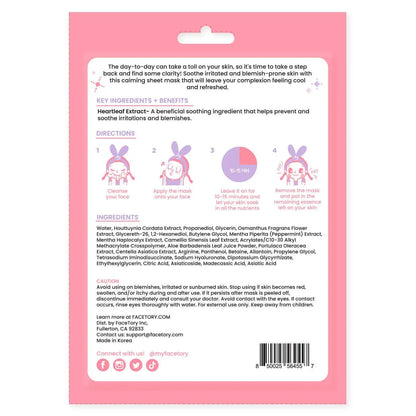 Sheet Face Mask - K-Beauty - Redness Calming - Oh My Heart FaceTory