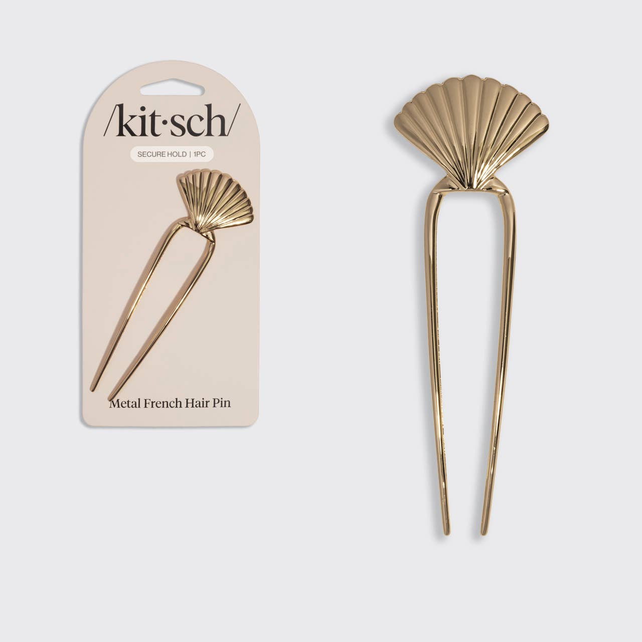 Metal Clam Shell French Hair Pin - Gold KITSCH