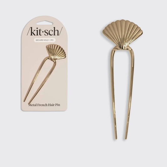 Metal Clam Shell French Hair Pin - Gold KITSCH