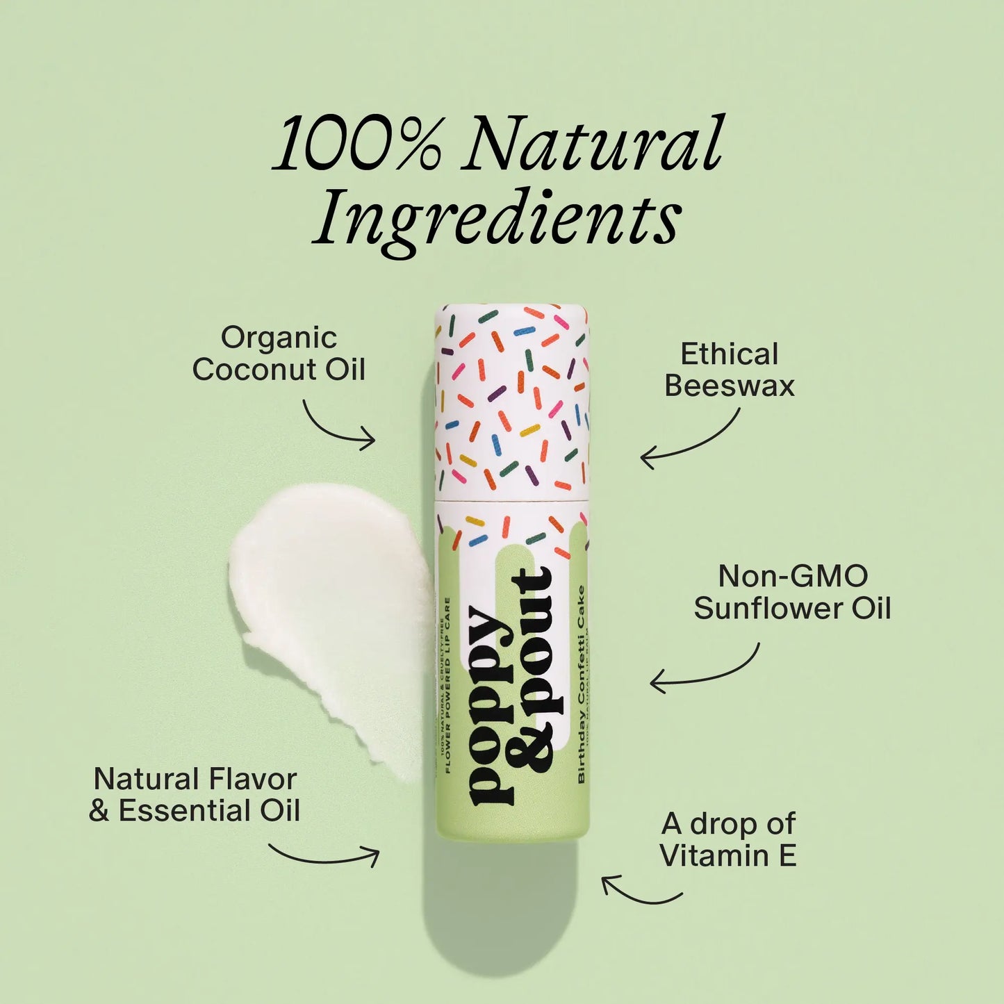 Lip Balm, Birthday Confetti Cake, Green