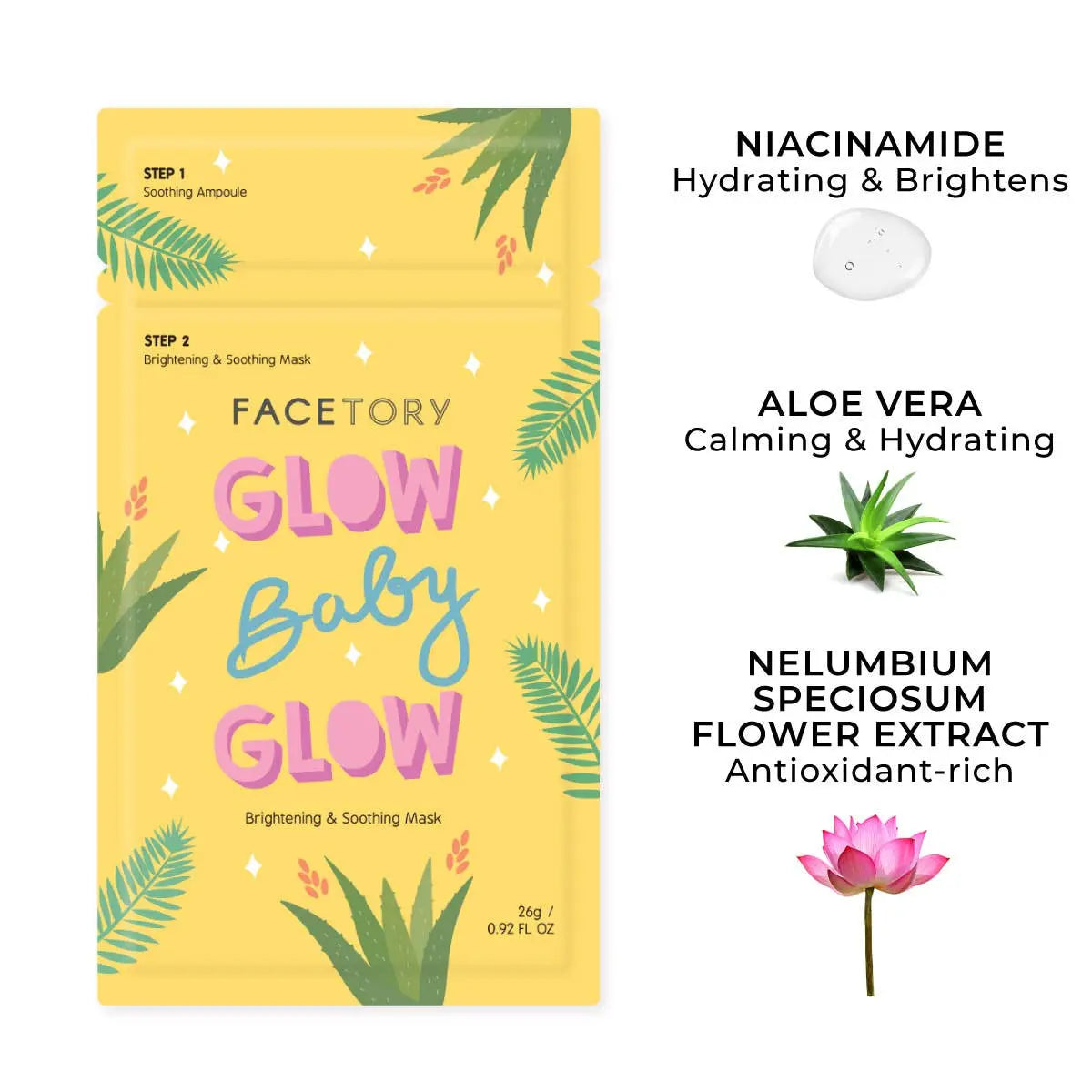 Face Mask - K-Beauty - 2-Step Brightening - Glow Baby Glow FaceTory