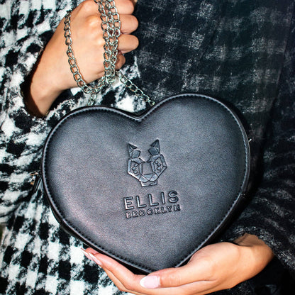 ELLIS BROOKLYN BLACK HEART BAG WITH CHAIN STRAP Ellis Brooklyn