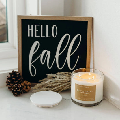 GoldenCider + Nutmeg - 3 Wick Clear Glass Tumbler Soy Candle Calyan Wax Co.