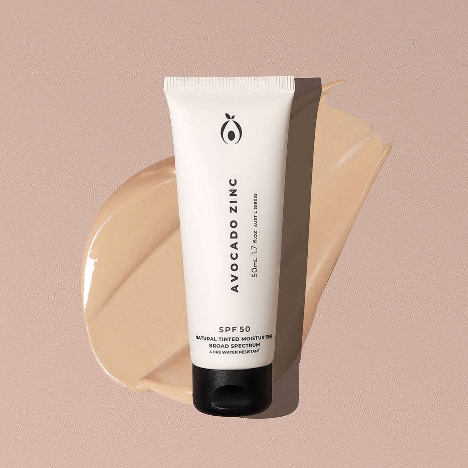 SPF 50 Natural Tinted Moisturiser: Medium-Dark Avocado Zinc