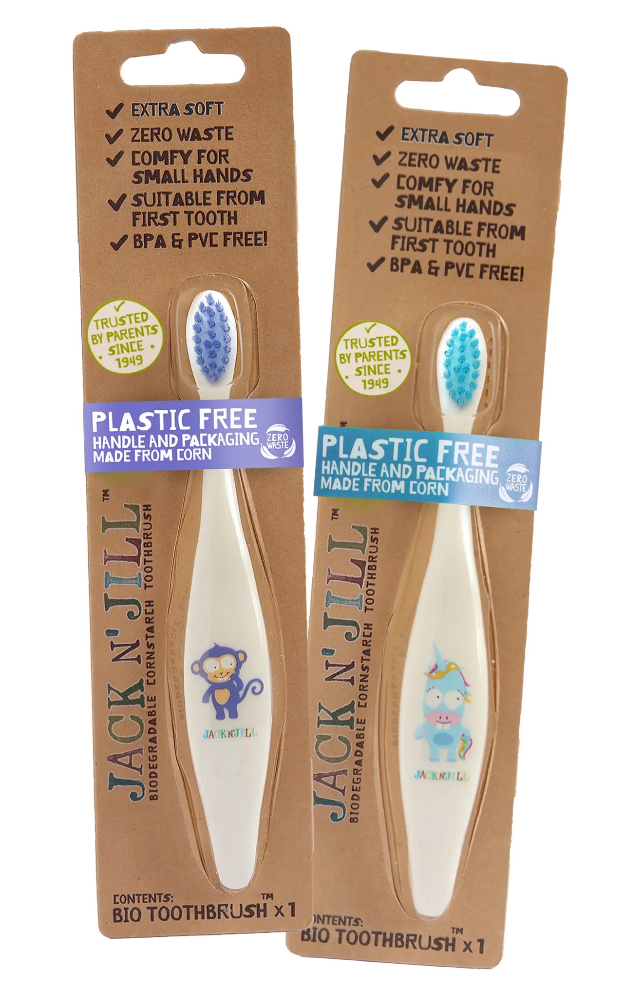 Jack N' Jill Kids Toothbrush - Assortment Unicorn & Monkey