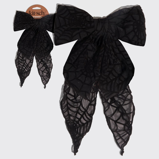 Oversized Bow Hair Clip - Spiderweb KITSCH