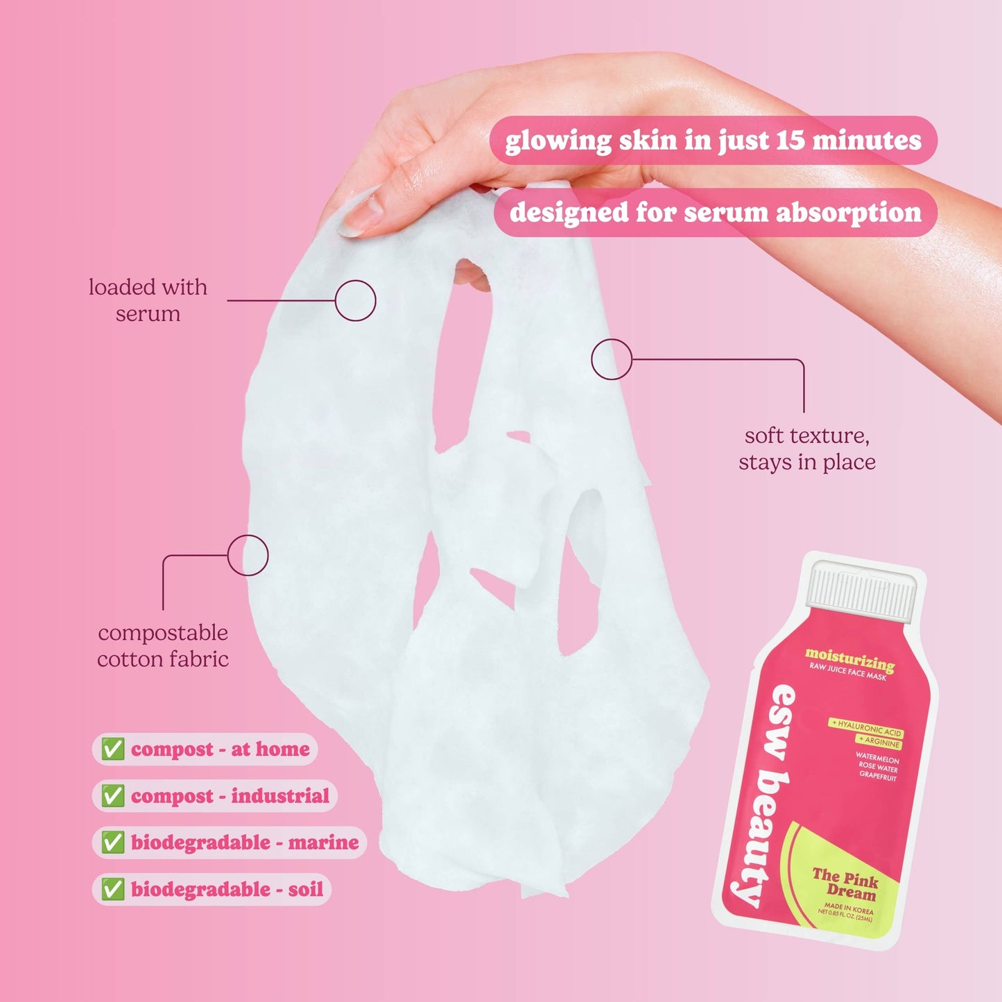 The Pink Dream Moisturizing Raw Juice Sheet Mask: With Peg Hole