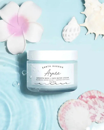 AZURE Smooth Neck + Face Water Cream: Amino Acids + Peptides Earth Harbor Naturals