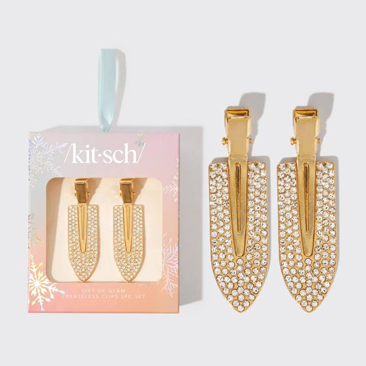 Holiday Gift of Glam Creaseless Clips 2pc Set - Rhinestone KITSCH